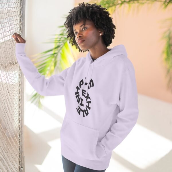 three panel fleece hoodie — "inhale & exhale, be energetic" motivational hoodie three panel fleece hoodie — "inhale & exhale, be energetic" motivational hoodie