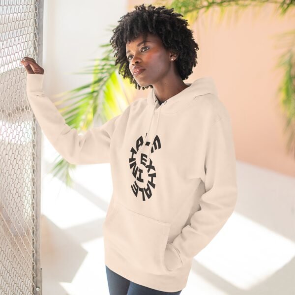 three panel fleece hoodie — "inhale & exhale, be energetic" motivational hoodie three panel fleece hoodie — "inhale & exhale, be energetic" motivational hoodie