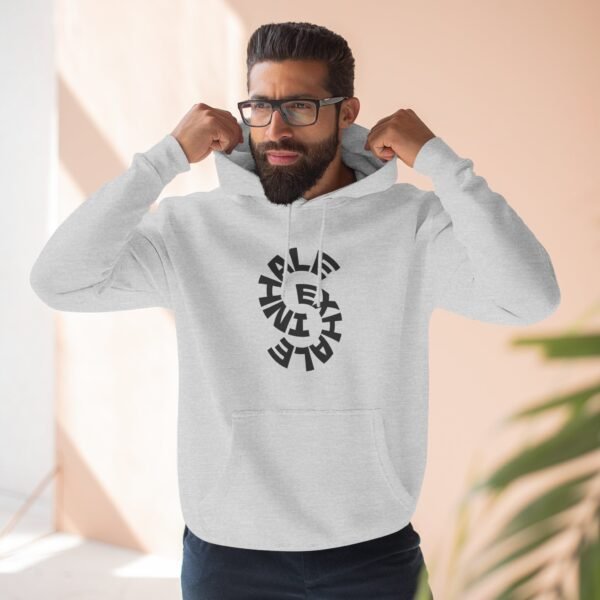 three panel fleece hoodie — "inhale & exhale, be energetic" motivational hoodie three panel fleece hoodie — "inhale & exhale, be energetic" motivational hoodie