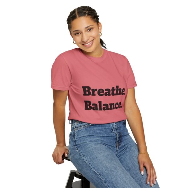 high premium breathe. balance. become. yoga t shirt