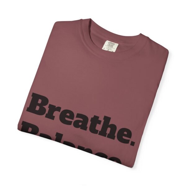 high premium breathe. balance. become. yoga t shirt