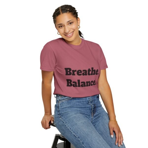 high premium breathe. balance. become. yoga t shirt