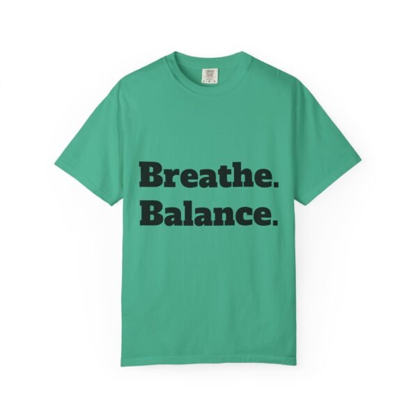 high premium breathe. balance. become. yoga t shirt