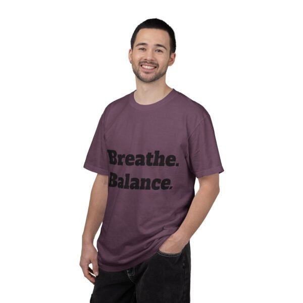 high premium breathe. balance. become. yoga t shirt