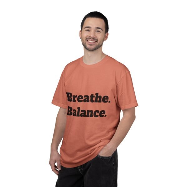 high premium breathe. balance. become. yoga t shirt