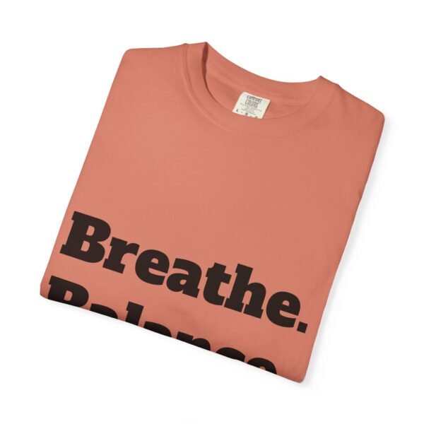 high premium breathe. balance. become. yoga t shirt