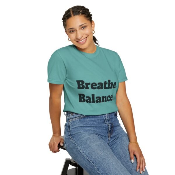 high premium breathe. balance. become. yoga t shirt