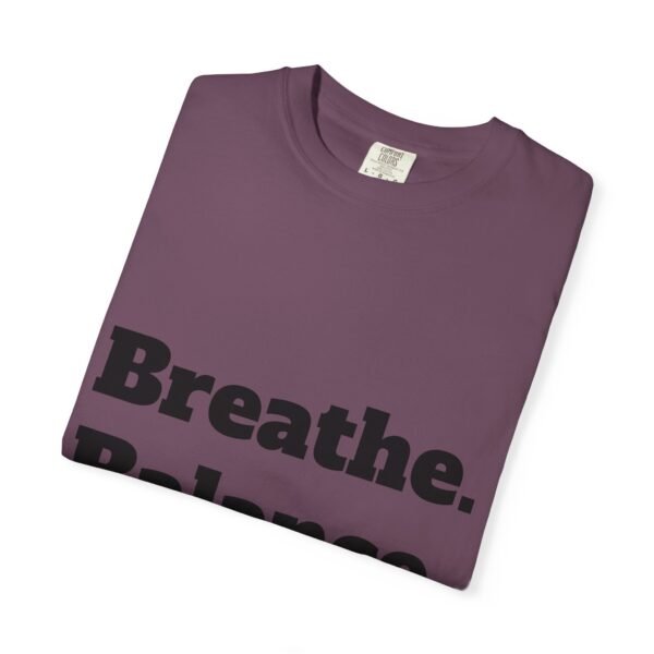 high premium breathe. balance. become. yoga t shirt