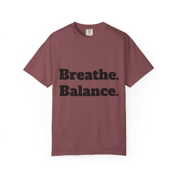 high premium breathe. balance. become. yoga t shirt