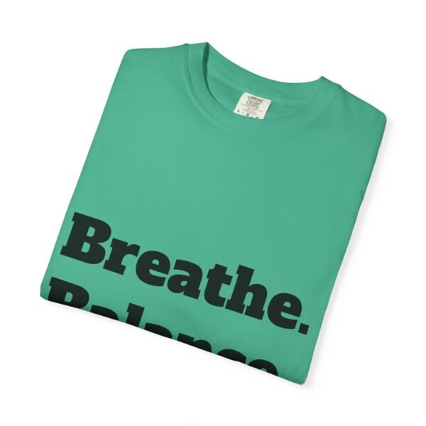 high premium breathe. balance. become. yoga t shirt