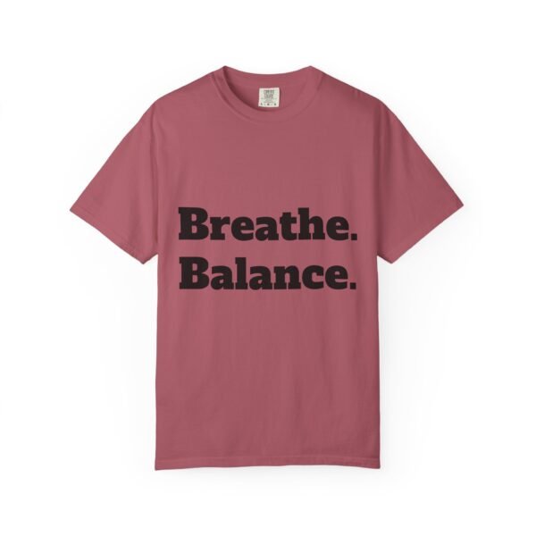 high premium breathe. balance. become. yoga t shirt