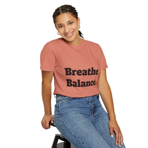 high premium breathe. balance. become. yoga t shirt