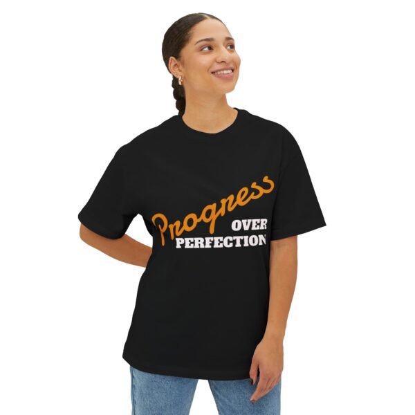 11961862837345912955_2048.jpeg Progress Over Perfection Typographic Tee — Motivational Unisex T‑Shirt