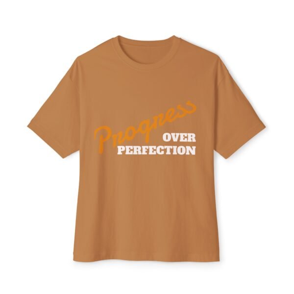 15603937384187903415_2048.jpeg Progress Over Perfection Typographic Tee — Motivational Unisex T‑Shirt