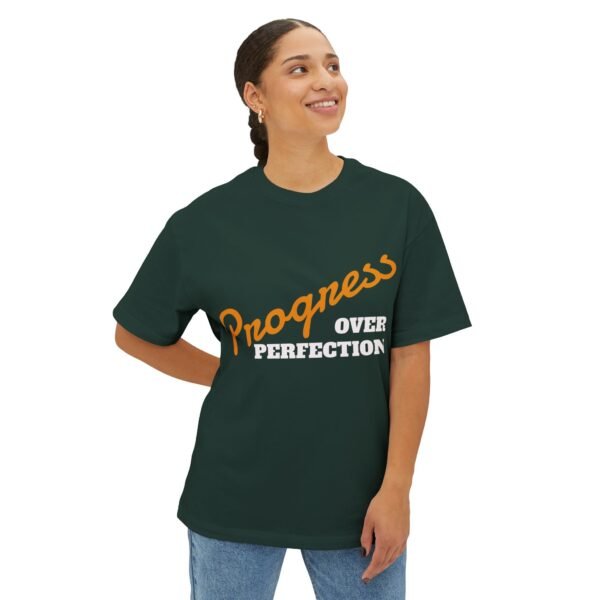 16920607416396903276_2048.jpeg Progress Over Perfection Typographic Tee — Motivational Unisex T‑Shirt
