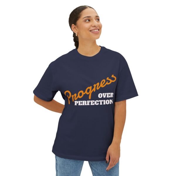 5095154501685898171_2048.jpeg Progress Over Perfection Typographic Tee — Motivational Unisex T‑Shirt