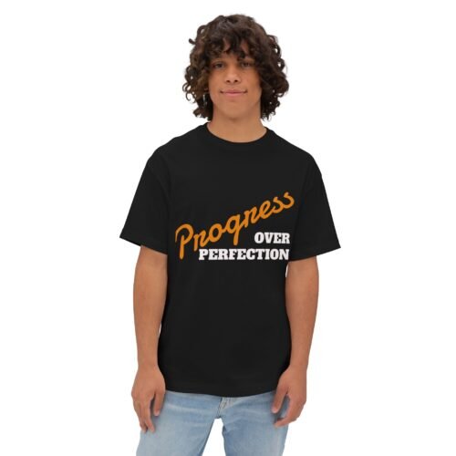 5453199450088220501_2048.jpeg Progress Over Perfection Typographic Tee — Motivational Unisex T‑Shirt